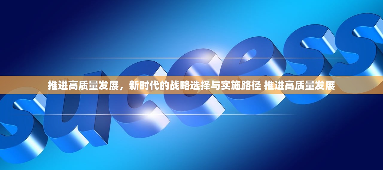 推进高质量发展，新时代的战略选择与实施路径 推进高质量发展