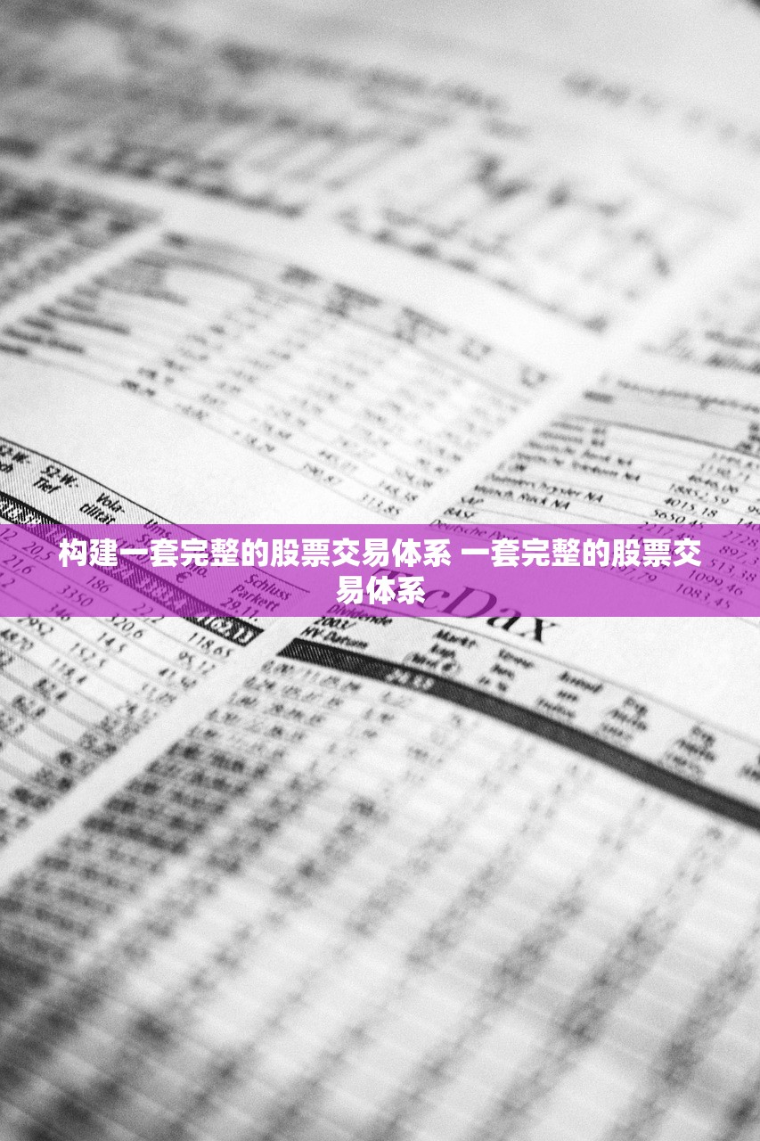 构建一套完整的股票交易体系 一套完整的股票交易体系