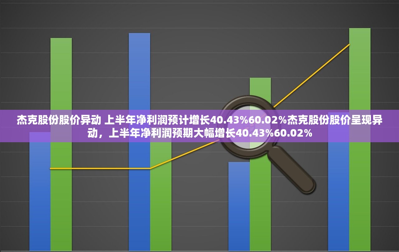 杰克股份股价异动 上半年净利润预计增长40.43%60.02%杰克股份股价呈现异动，上半年净利润预期大幅增长40.43%60.02%