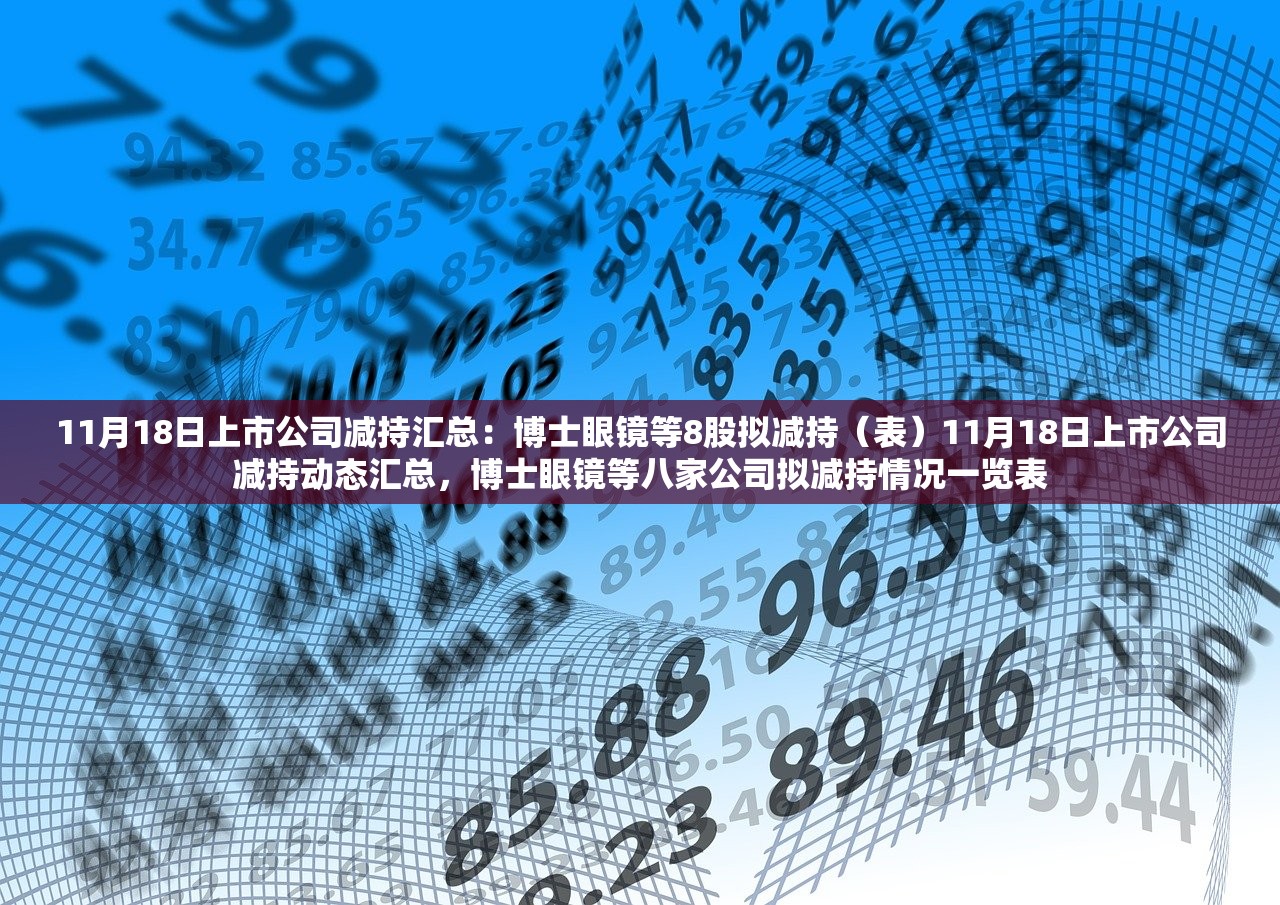 11月18日上市公司减持汇总：博士眼镜等8股拟减持（表）11月18日上市公司减持动态汇总，博士眼镜等八家公司拟减持情况一览表