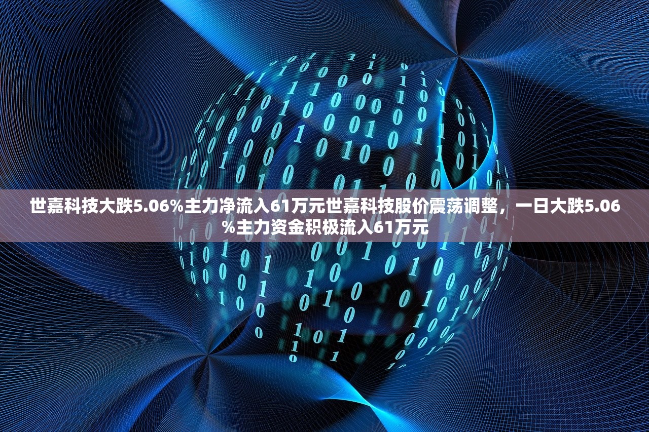 世嘉科技大跌5.06%主力净流入61万元世嘉科技股价震荡调整，一日大跌5.06%主力资金积极流入61万元