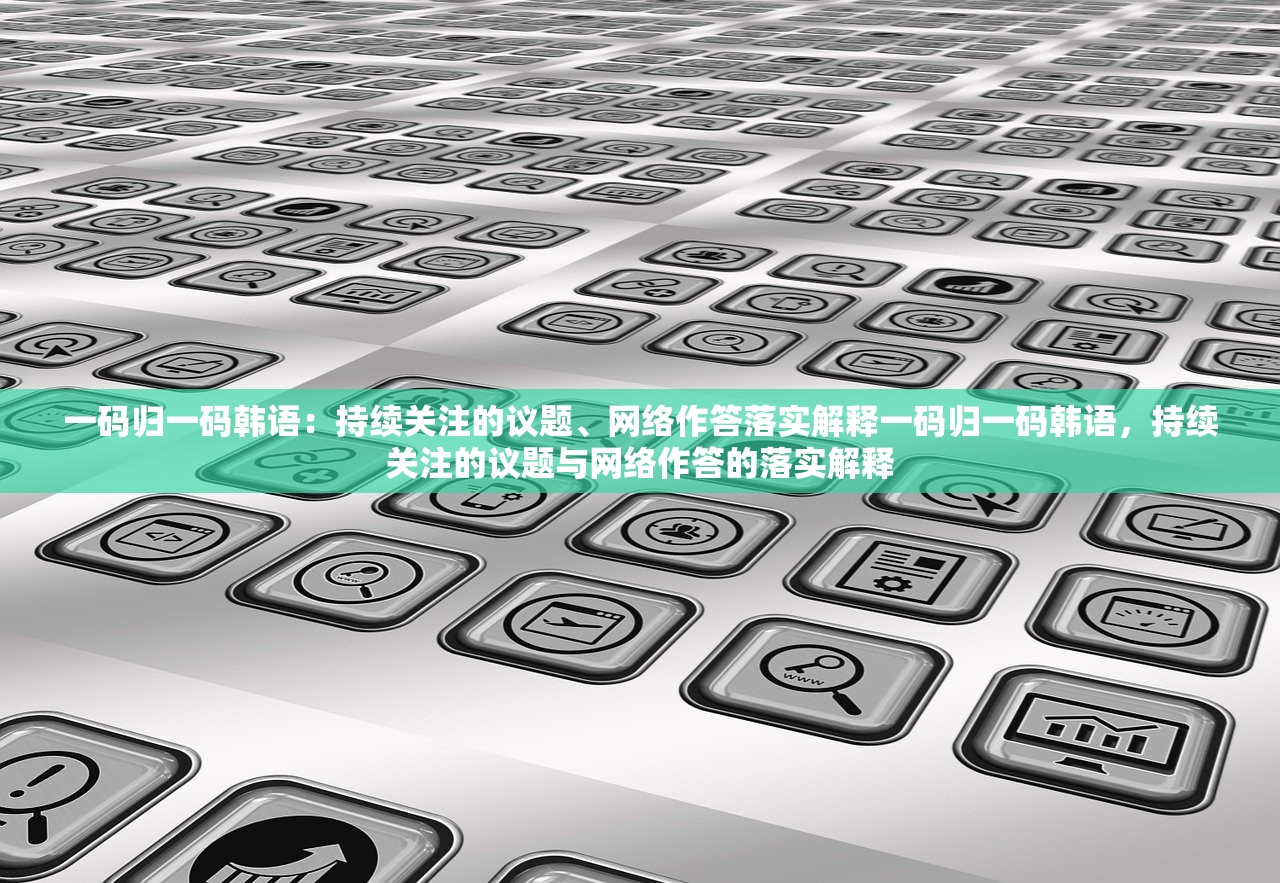 一码归一码韩语：持续关注的议题、网络作答落实解释一码归一码韩语，持续关注的议题与网络作答的落实解释