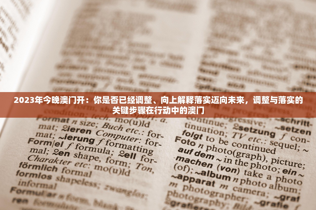 2023年今晚澳门开：你是否已经调整、向上解释落实迈向未来，调整与落实的关键步骤在行动中的澳门