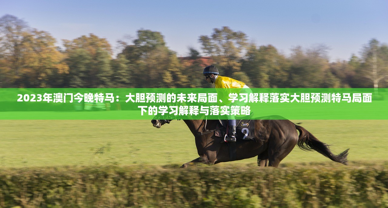 2023年澳门今晚特马：大胆预测的未来局面、学习解释落实大胆预测特马局面下的学习解释与落实策略