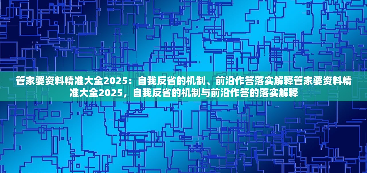 管家婆资料精准大全2025：自我反省的机制、前沿作答落实解释管家婆资料精准大全2025，自我反省的机制与前沿作答的落实解释